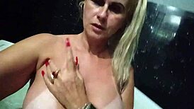 Tiffany Montavani touches big clit in bathtub