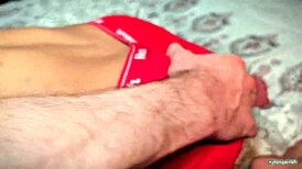 The biggest cock I ever gave a handjob to in this gay session.