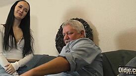 Sasha Sparrow's pussy becomes this old guy's naughty Christmas gift.