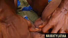 Landlord's wife bent over in outdoor group orgy with big cocks and cumshots.