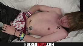 this rocker twink with tattoos gets all hard and shoots his load