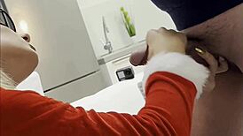 Sexy Santa Handjobs Big Cock In Pantyhose For New Year