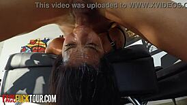 busty mila garcia gags on fat cock