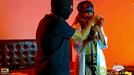 Diviyne Endures Extreme BDSM in Las Vegas with Blindfolded Bondage and Nipple Clamps at Vegascastingcouch