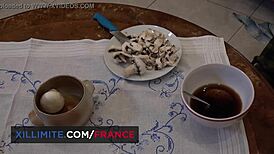 Sex in the chalet with hot blonde woman, cowgirl and doggystyle riding