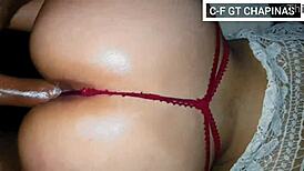 Latina's big ass in mini shorts and heels