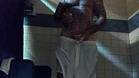 Stroking This Big Tattooed White Dick In The Shower