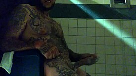 Stroking This Big Tattooed White Dick In The Shower