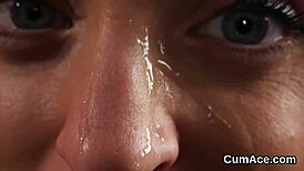 Feisty Idol Sucks Hard for Massive Cum Load on Face