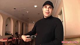 Horny latina newcomer GETS her FIRST BLOWJOB and CREAMPIE from big cock pornstar Dhones Portella