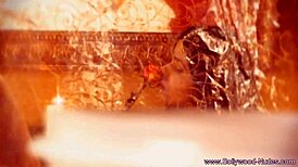 brunette cougar dances erotically, teasing nude in indian striptease