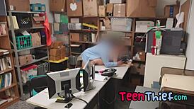 Hot teen thief punished by security guard.