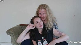 Bee and Mac dive into a steamy sofa submission on Lustery! 🔥