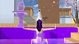 Point of view cartoon fox girl dances on your lap