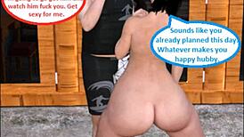 Wow! 3D Comic Hotwife Cuckolds Husband with Trainer in Close-Up