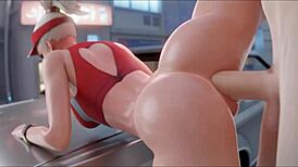 Lifeguard mercy gets ass-fucked with legs split wide