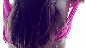 Brunette nurse strips, dances seductively, then bends over for intense doggystyle fucking with ripped clothes.