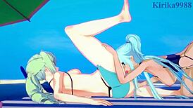 Saint-Germain and Cagliostro engage in intense futanari creampie amidst symphogear hentai battles