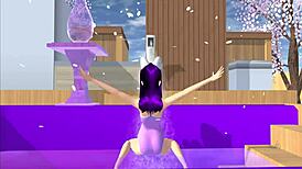 Point of view cartoon fox girl dances on your lap