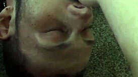 Sweaty barefoot foot worship session with slave elements.