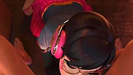 school-girl d va slurps cock, takes messy facial 😍