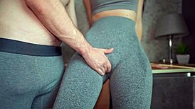 Can't stop groping curvy milf in yoga pants after gym! 😏💦