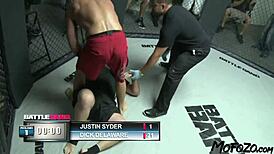 brunette model receives facial after intense fight.