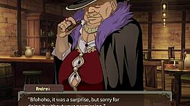 Branded Azel, horny adventurer, prostitutes for monster cocks in hentai game.