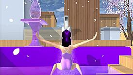 Point of view cartoon fox girl dances on your lap