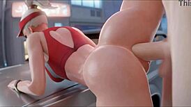 Lifeguard mercy gets ass-fucked with legs split wide