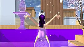 Point of view cartoon fox girl dances on your lap