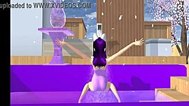 Point of view cartoon fox girl dances on your lap