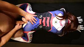 in overwatch cosplay, tiny d va moans loudly on that super thick cock from somegirth