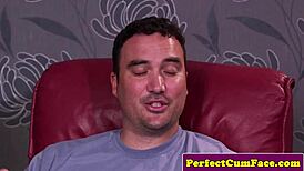 Passionate british girlfriend sucks boyfriend loudly until facial