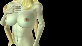 Animated 3D Lesbian Girls Rub Pussy and Fuck from Behind