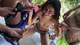 Widow Lures Three Guys For Hardcore Fucking In Haunted House