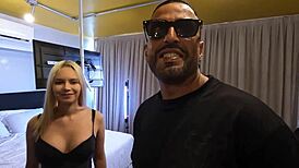 I'm backstages givin this blonde slut a blowjob and assfuckin her interracial style