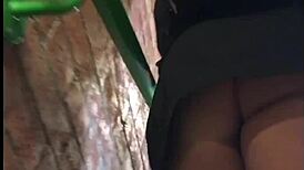 Caught an upskirt view in public outdoor spot