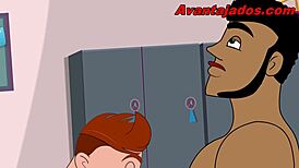 Hey, check this buff Brazilian cartoon stud in action