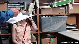 Blonde Teen Thief Banged with Dildo