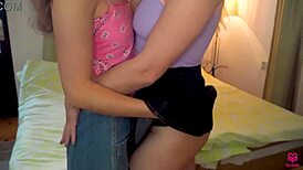 hannah and jasmine, two sweet lesbians, share hot kisses showing true love in europe