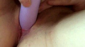 Hey, young pussy dripping cum after purple dildo with closeups 😏