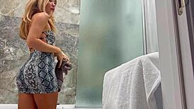 just banged a tiny blonde who squirted after shower fun