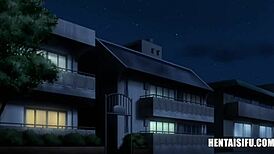 In an uncensored anime, girls at the company seduce and fuck the intern