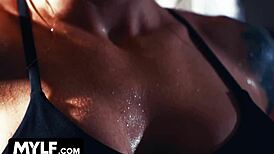 busty fit milf sophia locke ends sweaty workout in gym