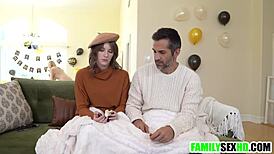 Sneaky stepdad bangs stepdaughter hard behind wife's back, wow!