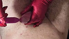 i give a hand job with vibrating stick for deep massage and huge cum.