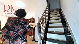 Holy crap! Housewife in Pantyhose Strips Naked in Kitchen for Wild Orgasm!