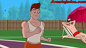 Hey, check this buff Brazilian cartoon stud in action