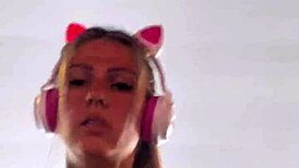 Gym cardio heats up, shirt off, wet pussy exposed